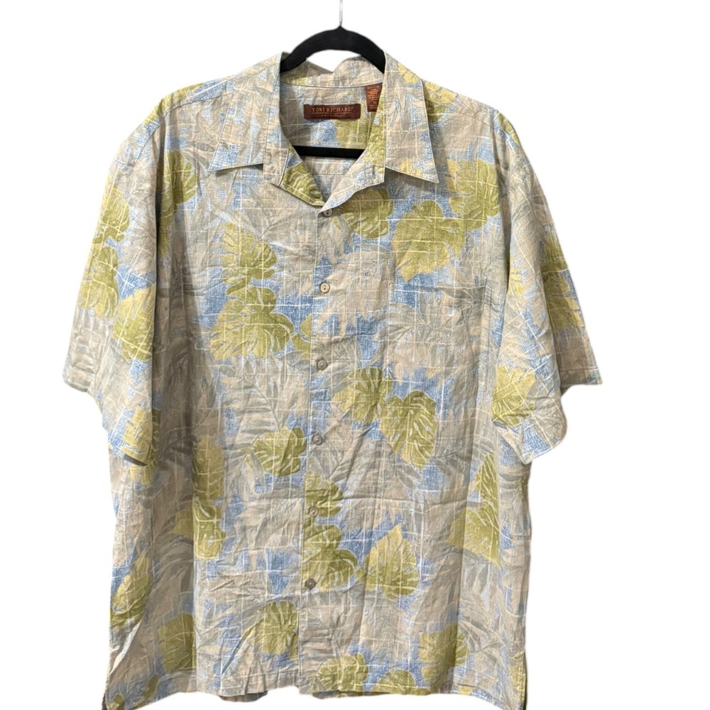 Tori Richard Mens Resortcore XL Cotton Lawn Tropical Monstera Leaf Button Shirt - Picture 7 of 7
